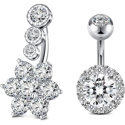 Piercing Nombril 14G 8mm En Acier Chirurgical - Forme Cœur Avec CZ Brillant - Hypoallergénique