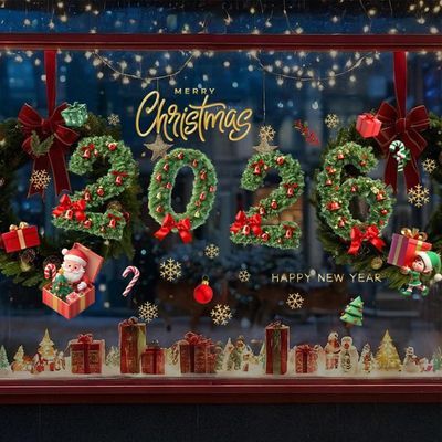 5 Autocollants Fenêtre Noël - Flocons De Neige - Avec Grattoir - Décoration Vitre Fêtes 2026