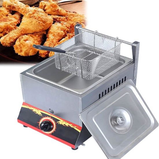 Friteuse À Gaz Professionnelle, Avec Paniers Et Couvercle Amovibles