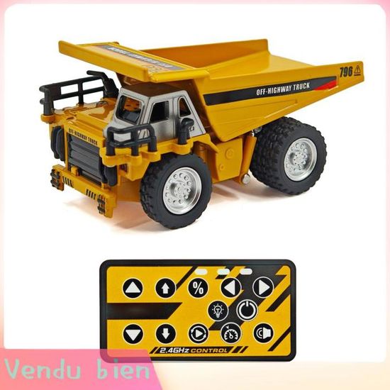 Jtroshop Camion à Benne Basculante Télécommandé Rechargeable pour Véhicule d'ingénierie Légère, Cadeau Noël pour homme enfant - Radiocommande et servos | Soldes fnac Belgique