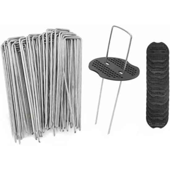 Piquets De Jardin En U En Acier Galvanisé - Lot De 10 - Pour Membrane Anti-mauvaises Herbes, Gazon Artificiel, Filets - Dimensions 3 Mm X 150 Mm