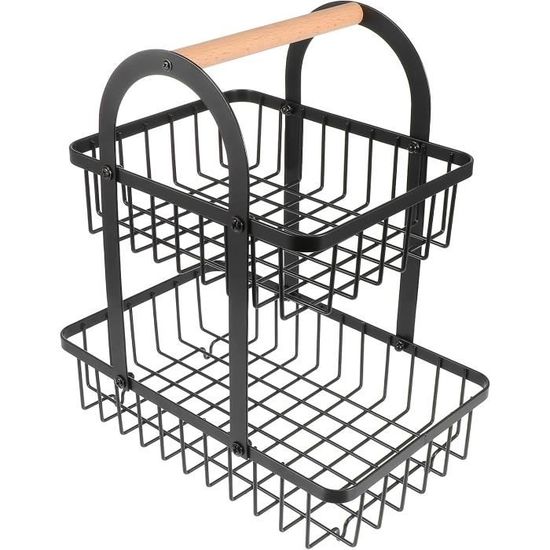 Corbeille à Fruits De Comptoir Panier à Fruits De Comptoir à 2 Niveaux, Porte-fruits Amovible For Fruits, Légumes, Collations à La Maison, Bureau De Cuisine, Paniers De Rangement En Fil Métallique, Co