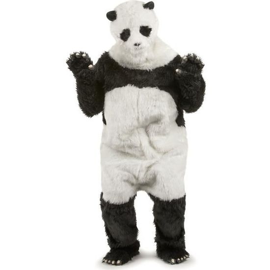 Déguisement panda adulte - Noir - Combinaison, masque, gants et chaussons en fausse fourrure douce