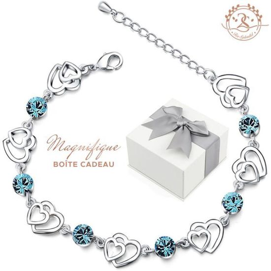 Bracelet Gourmette Vintage Avec Plaque 2 Cœurs Et Cristaux - Or Couleur