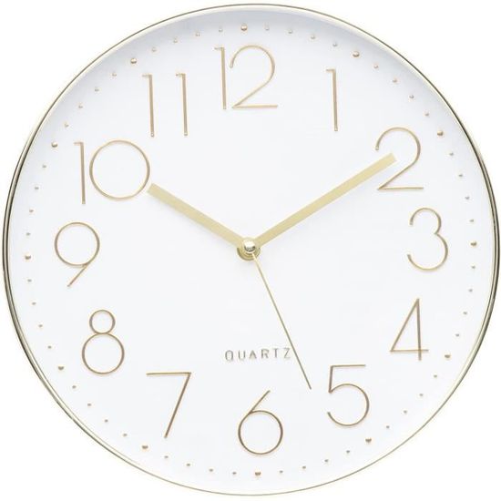 Geevon Horloge Murale Radio-Pilotée Silencieuse 30,5 Cm - Sans Tic-Tac, Avec Affichage Température Et Jour De La Semaine En 5 Langues