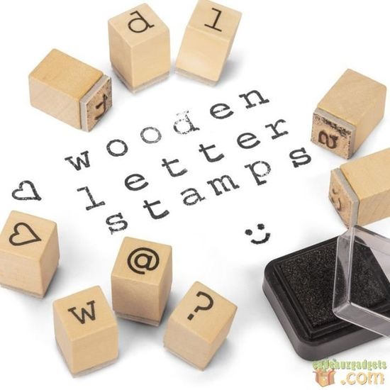 Tampons lettres de l'alphabet en bois (lot de 31 pièces