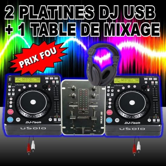 2 PLATINES DJ USB + 1 TABLE DE MIXAGE + 1 CASQUE DJ + LES CÂBLES... PACK DJ Cdiscount TV Son Photo