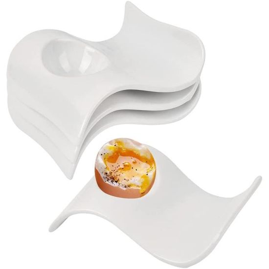 Ustensiles Cuisine Pratique Lot De 8 Coquetiers En Porcelaine Pour Œufs à La Coque - Petit Déjeuner Élégant - Ustensile De Cuisine Pratique Coquetier Blanc Céramique