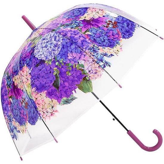 Chesoon Parapluie Fleur Claire Automatique Transparent Coupe-Vent - Élégant Parapluie Pluie Mariage Pour Femmes