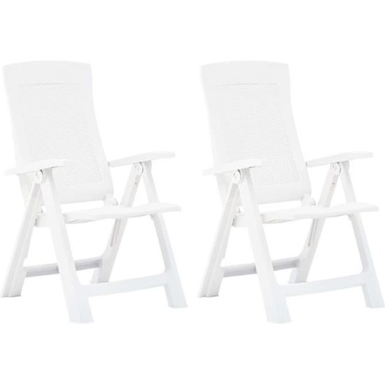 "Top" Chaises inclinables de jardin JILI - Fauteuil d'extérieur 2 pcs Plastique Blanc,14,2 Kg