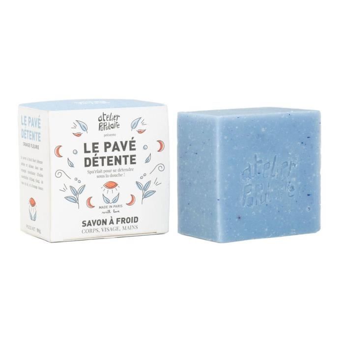 Le Pavé Détente- 90gr : Savon saponifié à froid, certifié cosmos Organic, vegan, cruelty free