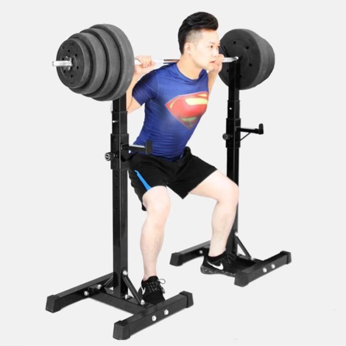 FAN RACK DE RANGEMENT Barre Musculation Support pour Haltères Réglable en Hauteur 15 Positions Noir
