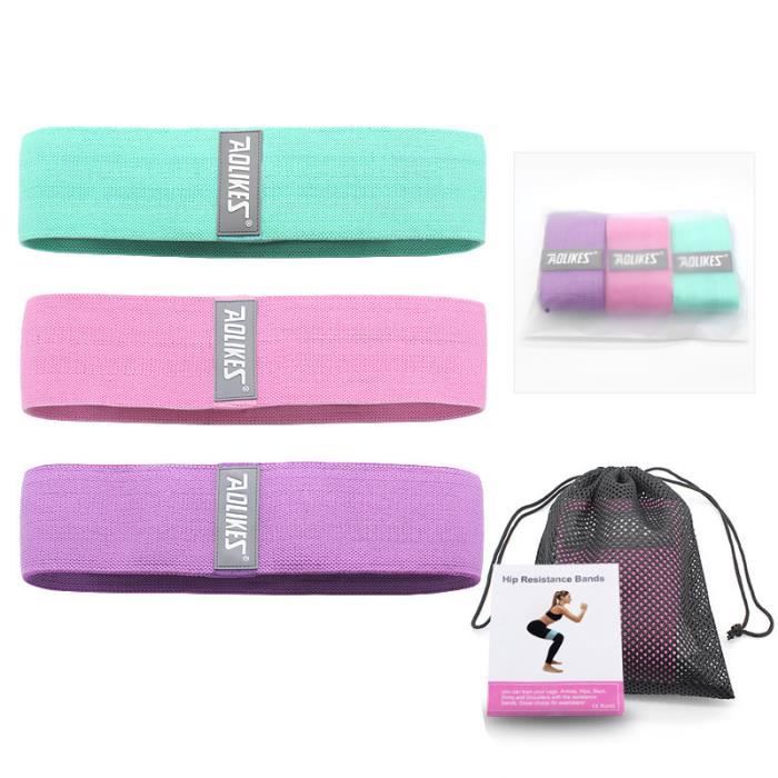 Bande Élastique Fitness Set de 3, Équipement d'Exercices pour Physique Musculation Pilates Yoga, Bande 3 Niveaux de Force