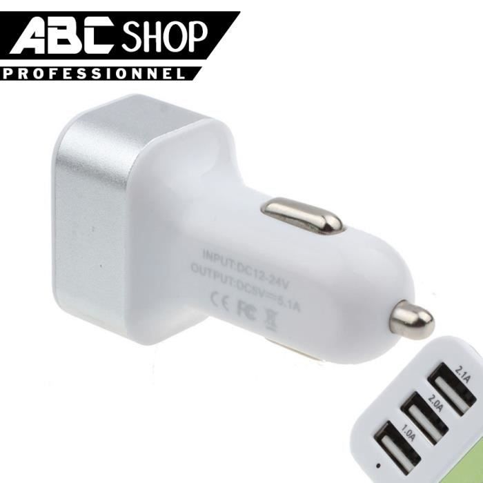 12V/24V MINI CHARGEUR ADAPTATEUR ALLUME CIGARE 3 PORTS USB 1000mA PAR PORT