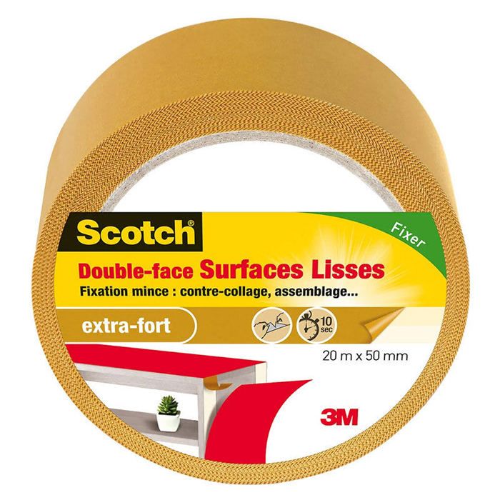 3M SCOTCH Double-face - 20 m x 50 mm - Surface lisse