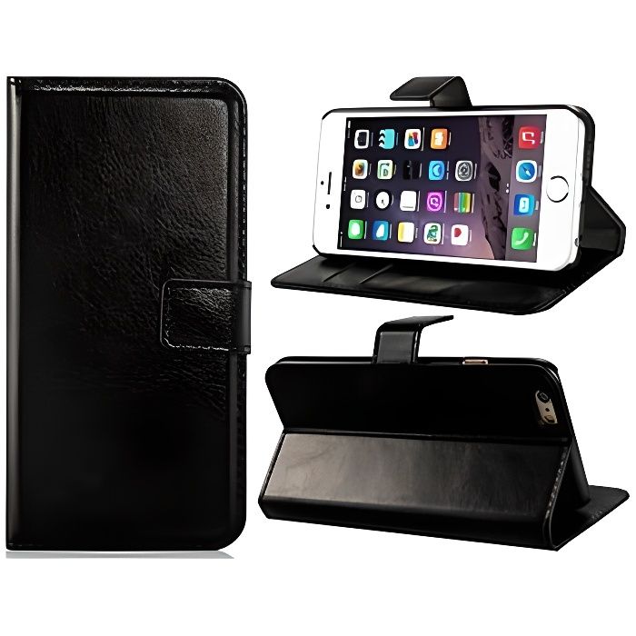 Coque iPhone 6 (4,7) a rabat portefeuille NOIR