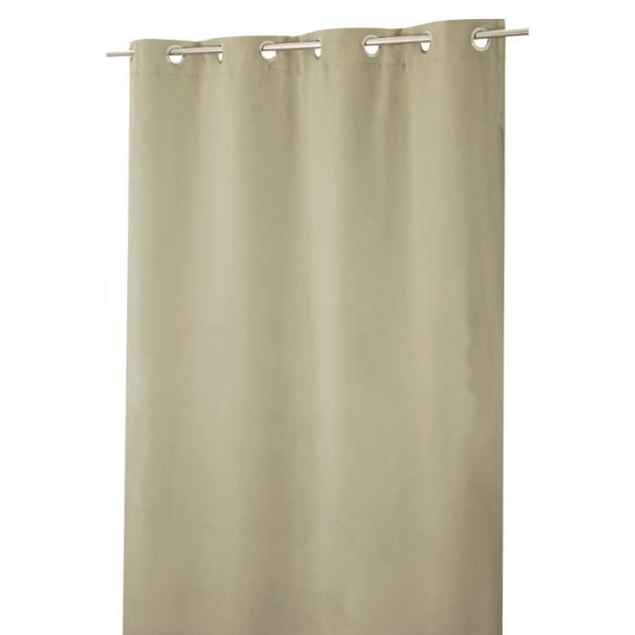 Rideau Obscurcissant Phonique 135 x 260 cm à Oeillets Uni Taupe Brun