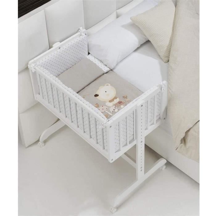 Interbaby Berceau Cododo en Hecirctre Blanc Parure Nacelle Matelas Modegravele Nature Beige C00040532