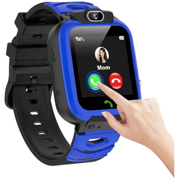 Montre Connectée Enfant Jeux Musique Vidéo Smartwatch avec Téléphone SOS Caméra Réveil Calendrier Chronomètre Calculatrice (bleu)
