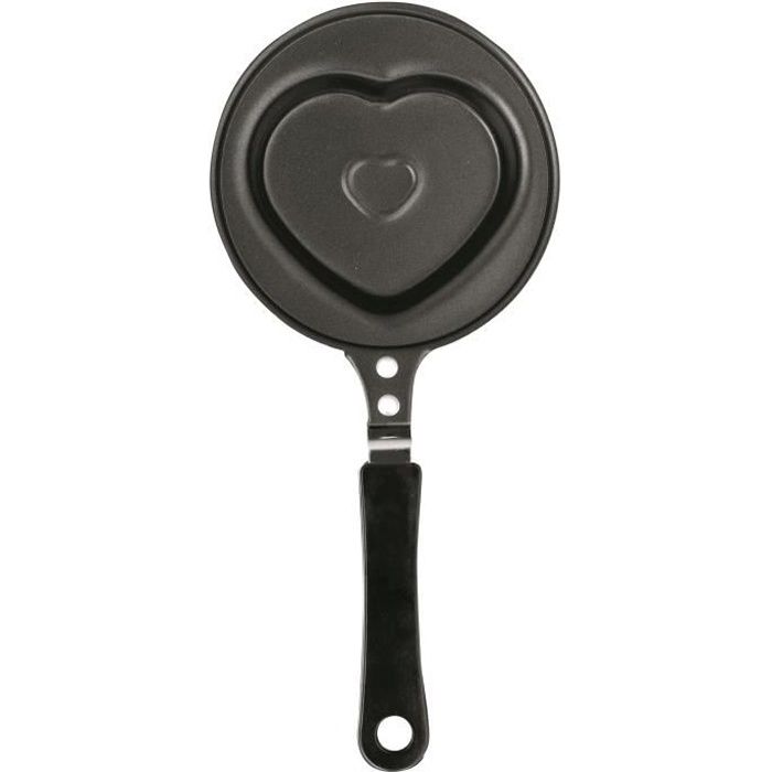 MINI POELE EN ACIER ANTI-ADHERENT 12 CM. MOTIF INTERIEUR COEUR . MANCHE BAKELITE. TOUS FEUX DONT INDUCTION.. PASSE AU LAVE-VAISSE...