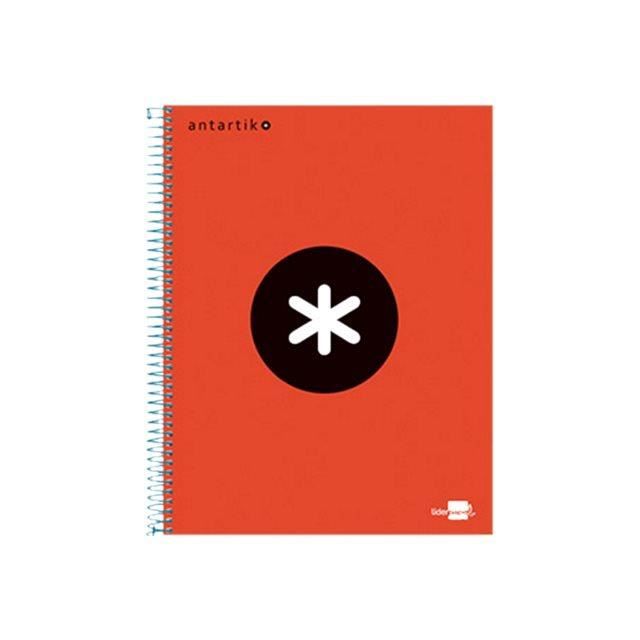 Liderpapel Antartik KD22 Cahier reliure à spirale A4 120 feuilles - 240 pages blanc petits carreaux 4 trous couverture rouge…