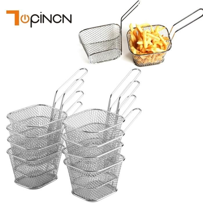 Accessoires de cuisine,8 pièces en acier inoxydable frites paniers à frire Mini passoire friteuse outils de cuisine Chef panier