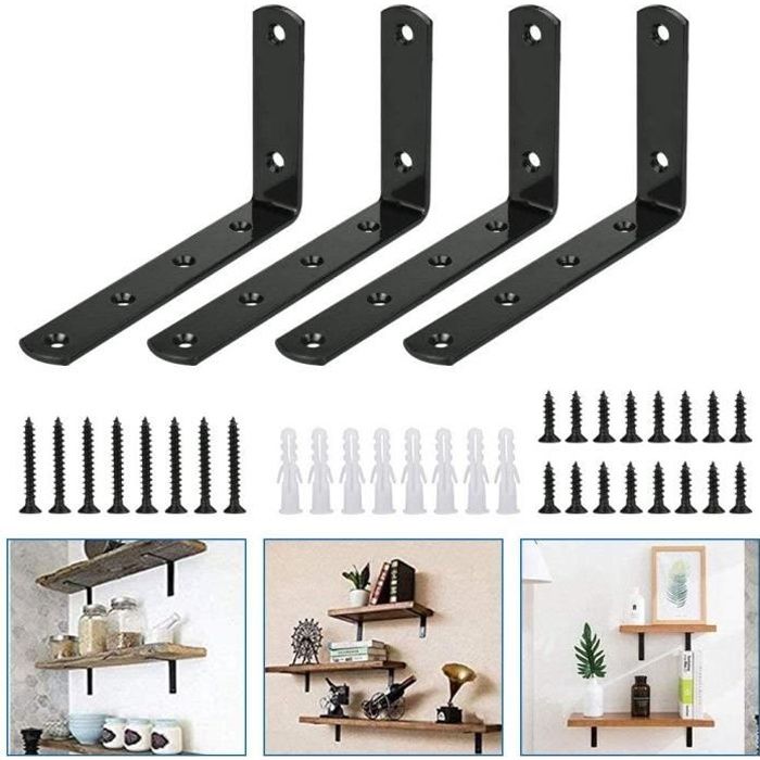 Equerre Etagère en Fer de Fixation L-Forme Support Avec Vis et Ancres Angulaires Droits à 90 Degrés 125*75*20mm Pour Chaise Table Me