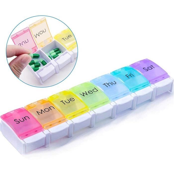 Pilulier 7 Jours, Pilulier Semainier, Multicolores pilulier Hebdomadaire, Pilule Titulaire pour Les vitamines