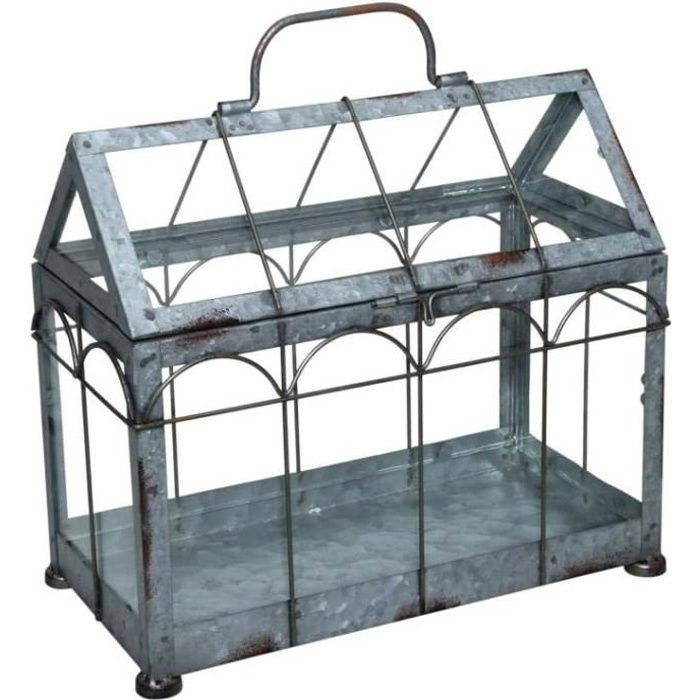 Esschert Design Serre Avec Verrouillable Couvercle Petit 29.3 x 15.4 X 26.4 CM Fer / Verre Avec Poignée Et Robuste Pieds