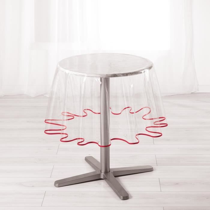 CDaffaires Nappe cristal ronde (0) 180 cm pvc uni 15-100e garden-biais Rouge