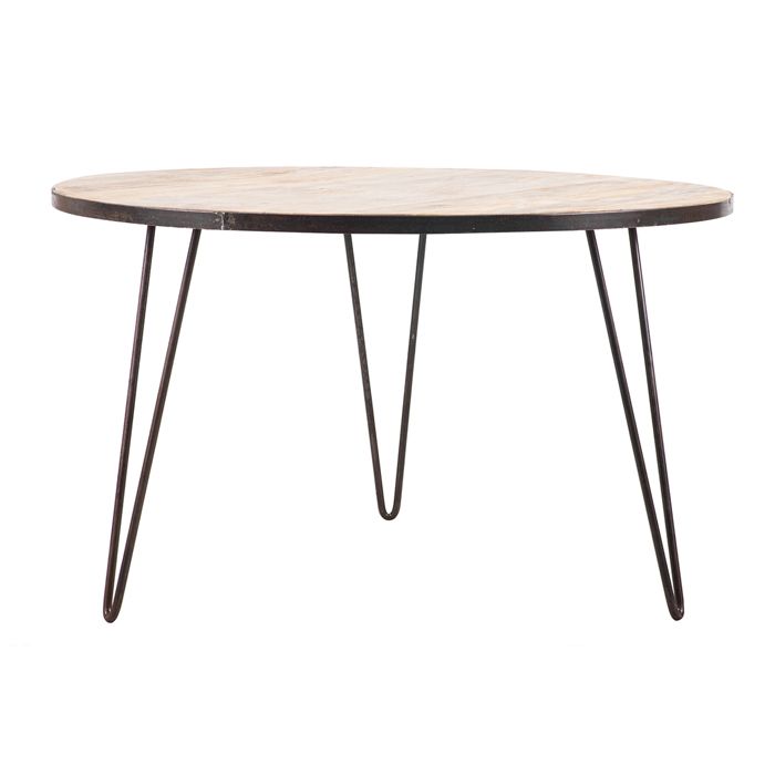 Miliboo - Table à manger ronde industrielle bois métal ATELIER