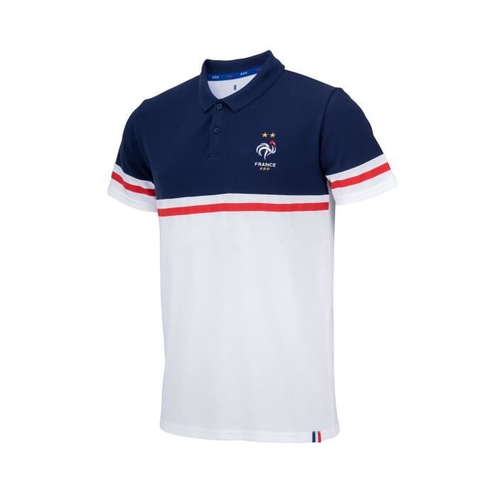 Polo France Fan Blanc/Bleu 100 % Coton