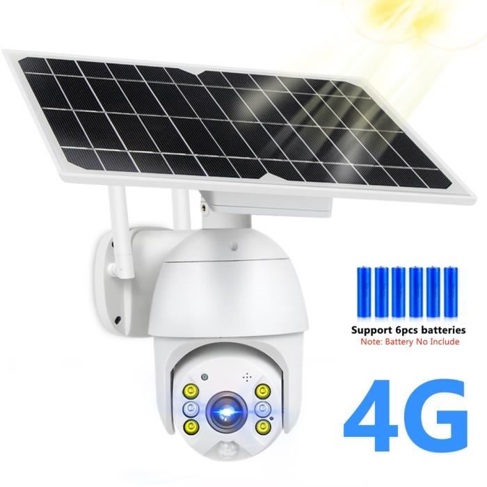 Caméra de surveillance extérieure 8W à dôme et panneau solaire, 1080P carte SIM 4G, Wi-Fi, PTZ, moniteur de sécurité intelligent H.2