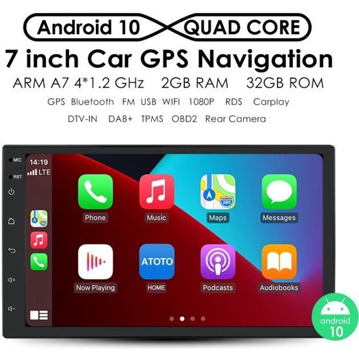 2 + 32G universel Android 1 Din voiture lecteur vidéo multimédia 7 pouces écran tactile Autoradio stéréo vidéo GPS WiFi Auto Radio