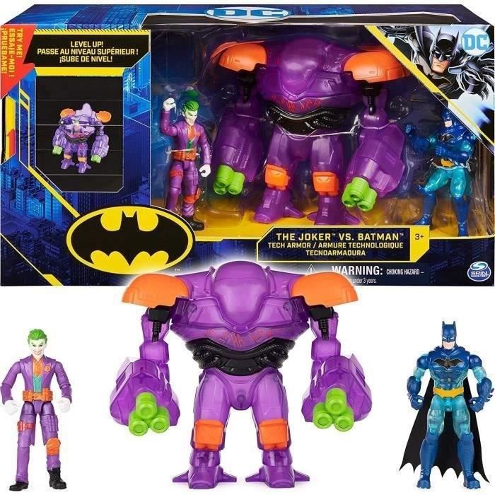 DC Comics Batman - Coffret 2 Figurines 10cm Batman et Joker avec Armure Tech - 6060834 - Univers héros - 3ans et +