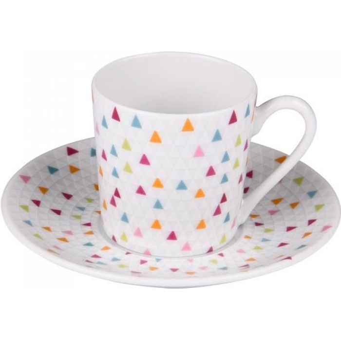 Tasse à café 12 cl avec soucoupe manaos (lot de 6) - Table Passion Multicolore