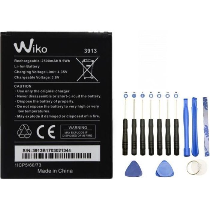 Batterie 3913 pour Wiko Lenny 4 Tommy 3 Jerry 3 Harry Jerry 2 Lenny 4 Plus + Kit outils 13 pièces