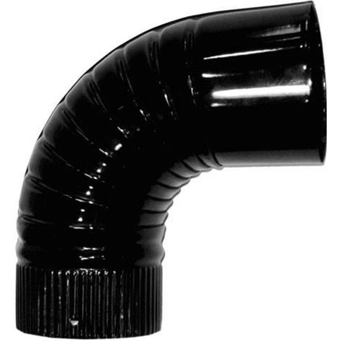 Coude poêle noir vitrifié de 110 mm. 90