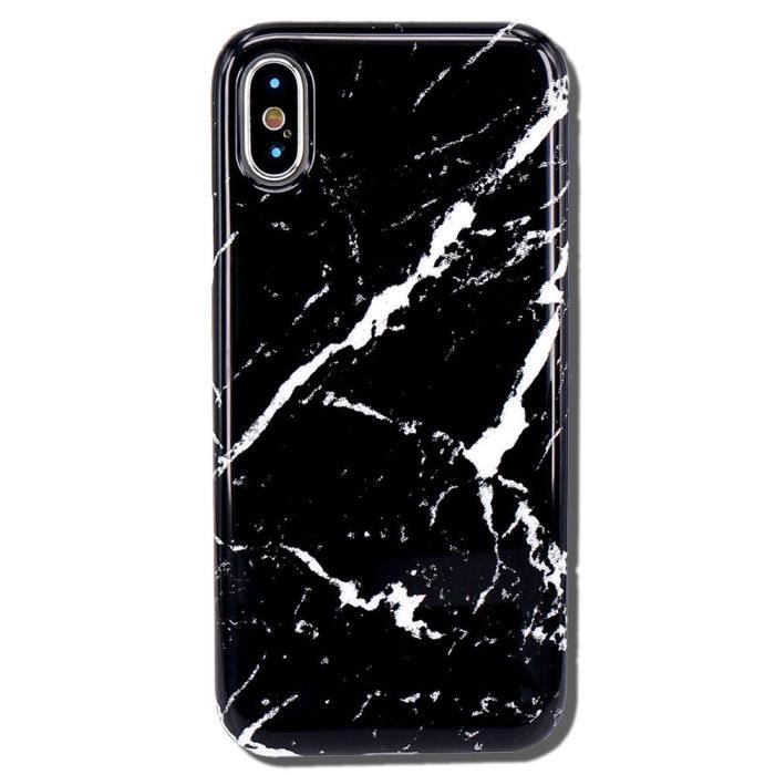 Coque Pour iPhone XS Max SIlicone Antichoc Slim Motif Marbre Noir