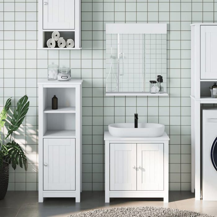 vidaXL Meubles de salle de bain 3 pcs BERG blanc bois de pin massif 3206496