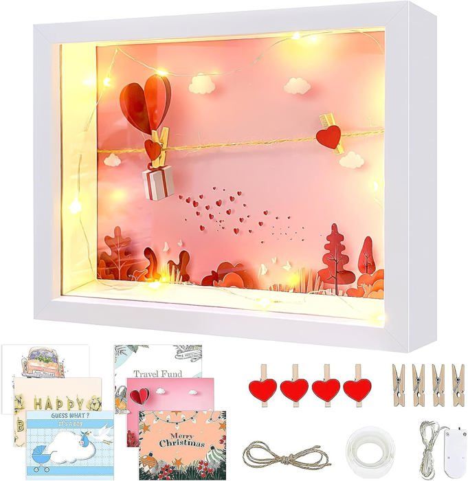 Cadre Photo 3D / Boîte à Ombre 23x32 Cm - Profondeur 6 Cm, Verre Transparent, Blanc (lot De 2) - 7
