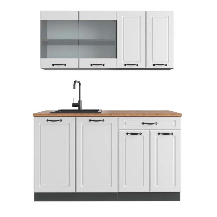 Cuisine R-Line 140cm PT Chêne Blanc campagne/Anthracite Vicco 43285
