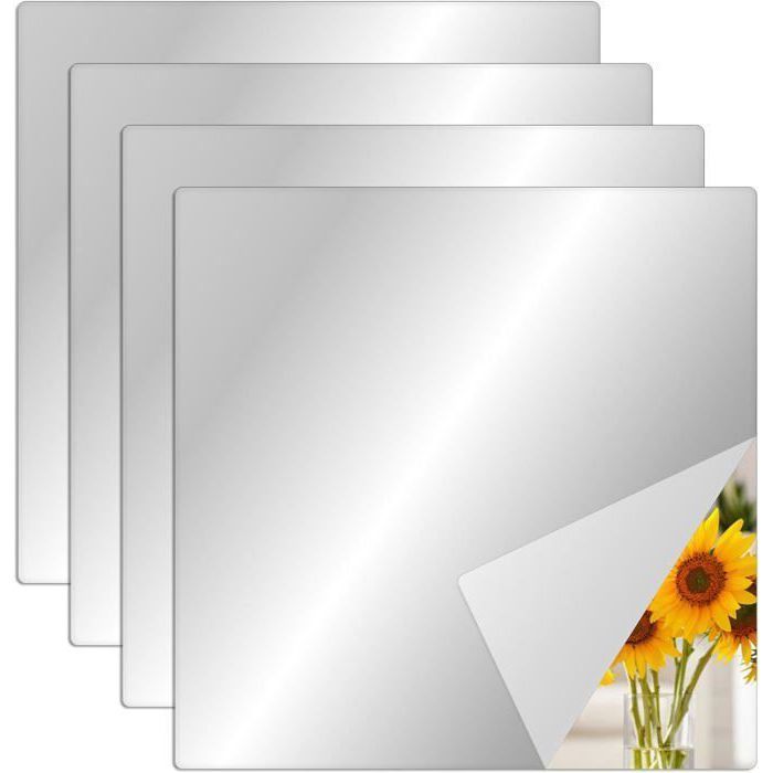 TOLOVIC Miroirs Muraux Adhésifs En Verre - Carreaux Miroir Autocollants Sans Cadre Pour Décoration Salle De Bain