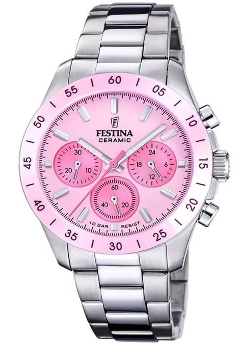 Festina F20693/2 Montre Femme Chronographe Cadran Rose Acier 39 mm 10 ATM