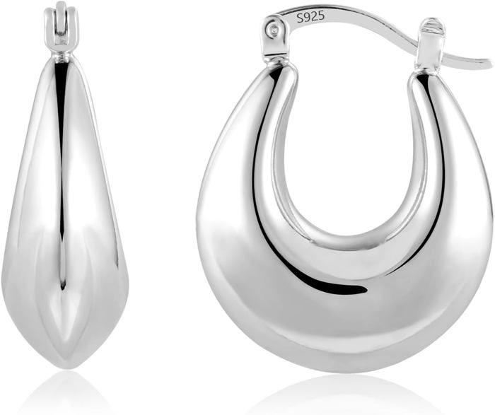 Petites Boucles d'oreilles créoles lisses en argent 925 ⎮ Elsa Lee