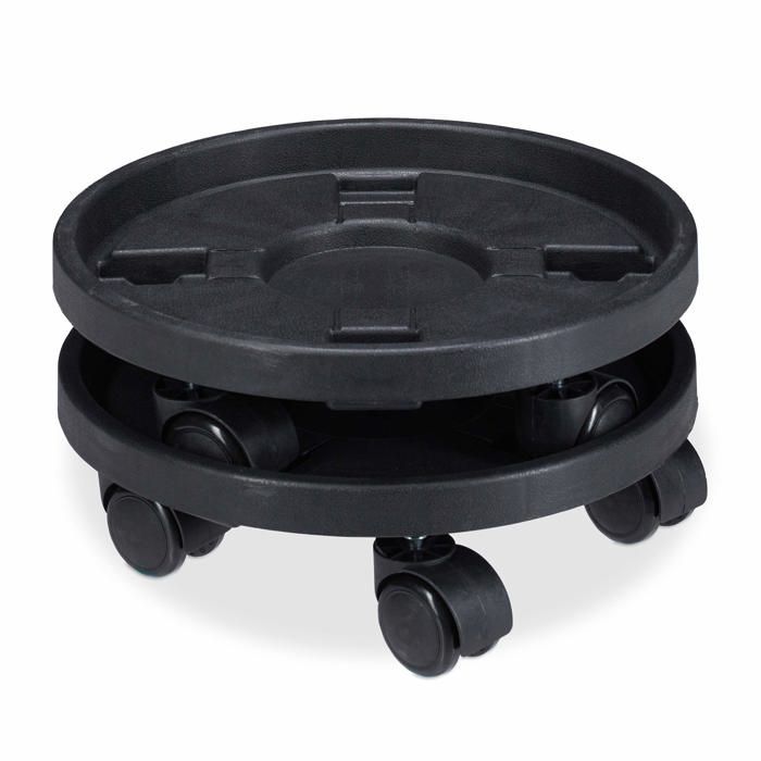 Plateau à roulettes pour plantes - RICEEL - Lot de 2 - Diamètre 306 cm - Noir - Plastique