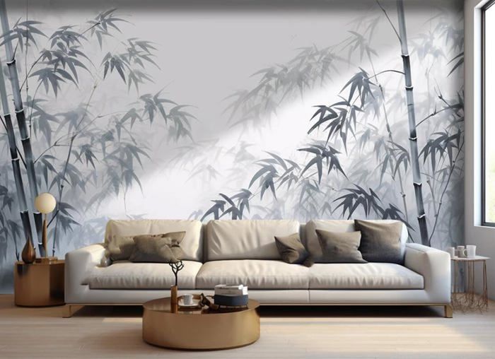 Papier Peint Panoramique Soie Sur Mesure 3d Nature Paysage Fleur Oiseau ...