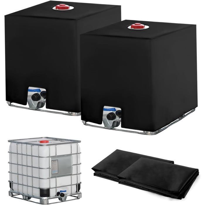 2pcs Couvercle De Réservoir deau420D Bâche Couverture Réservoir IBC 1000 L Étanche -116x100 x120 cm