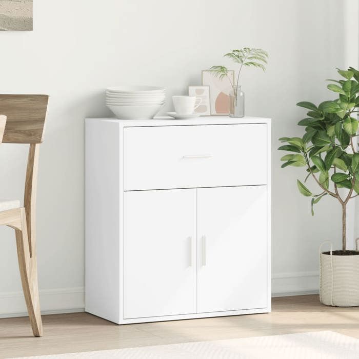 (SOLDE dété) Placard/Buffet bas - Décor salon - blanc 60 x 31 x 70 cm bois dingénierie *aspect pratique5707805