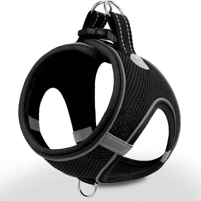 Harnais réfléchissant pour chien - Ulisem - SafeWalk Pro - XXS - Anti-étranglement - Respirant - Noir
